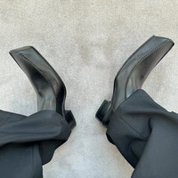 Chaussures Derby à bout carré relevé pour hommes et femmes, en cuir microfibre, semelle extérieure en caoutchouc, talon épais, à enfiler, collection automne
