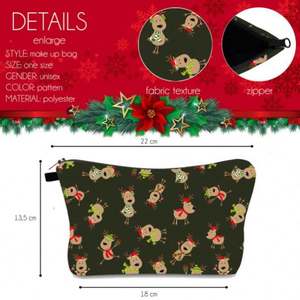 Nueva Bolsa de Maquillaje Impermeable con Estampado Navideño Personalizado, Bolsa de Cosméticos Portátil y Suave para Viajes, Regalo para Mujeres y Niñas - Product Image 2
