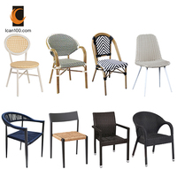 Chaises de salle à manger en rotin de grande taille avec aspect bois et aluminium, 10 chaises pour café, mobilier de patio