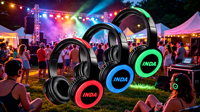 Auriculares Silenciosos para Discoteca, Auriculares Supraaurales de 3 Canales, Auriculares Estéreo con Bajos Profundos y Luces LED, Modelo Premium INDA RF770
