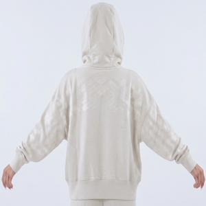 Sweat-shirt à capuche oversize pour femme, couleur unie, en coton tricoté, manches longues, respirant, écologique, doublure avant, coupe classique, automne - Product Image 1