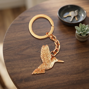 Porte-clés en alliage de zinc plaqué métal, décoration en forme d'oiseau colibri, 3,6 cm x 11,0 cm x 1,2 cm - Product Image 3