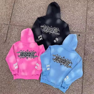 Tùy Chỉnh Y2K Rửa Axit Unisex Mặt Trời Faded Thêu Màn Hình <span class=keywords><strong>In</strong></span> Ấn Áo 100% Cotton Hữu Cơ Đầy Đủ Zip up Heavyweight Tracksuit - Product Image 3