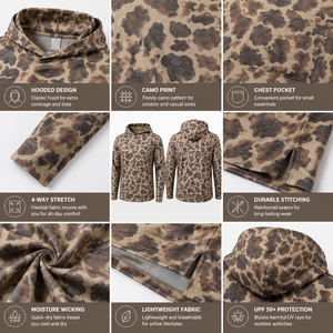Haut de pêche en bambou pour homme, camouflage, manches longues, protection solaire UPF 50+, léger, respirant, séchage rapide, pour activités de plein air - Product Image 3