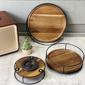 Bandeja Redonda Giratoria de Madera de Acacia, Organizador de Cosméticos para Sala de Estar y Cocina, 6, 8, 10, 11 Pulgadas - Product Image 2
