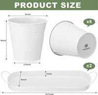 Pot Tanaman Herbal Logam Modern dengan Baki Drainase, Pot Portabel untuk Ambang Jendela untuk Penggunaan Dalam/Luar Ruangan (Putih)