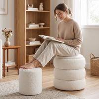 Pouf ottoman moderne de luxe en tissu blanc, chaise multifonctionnelle, repose-pieds, tabouret, siège rembourré doux, mobilier de salon contemporain