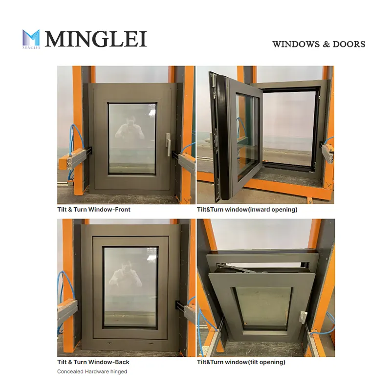 Minglei European style high quality energy efficient thermal break aluminum triple glaze passive house windows