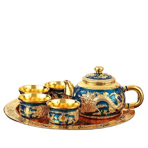 Service à thé Kung Fu en métal de style nordique pour usage domestique, comprenant une tasse de maître, un infuseur à thé, une théière, un pichet à eau froide portable, un plateau à thé sec. Nouveau, idéal comme cadeau. - Product Image 1