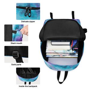 Low Moq Blue Watercolor Nylon Student Backpack Custom Design 2-Piece Kids School Bags <b>Sets</b> with <b>Lunch</b> Bag <b>Set</b> for Children - Product Image 2