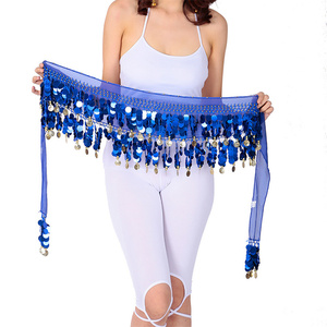 M259 danza del vientre cintura cadena danza del vientre lentejuelas Gong moneda cintura bufanda cuadrada danza India práctica rendimiento brazo bufanda - Product Image 1