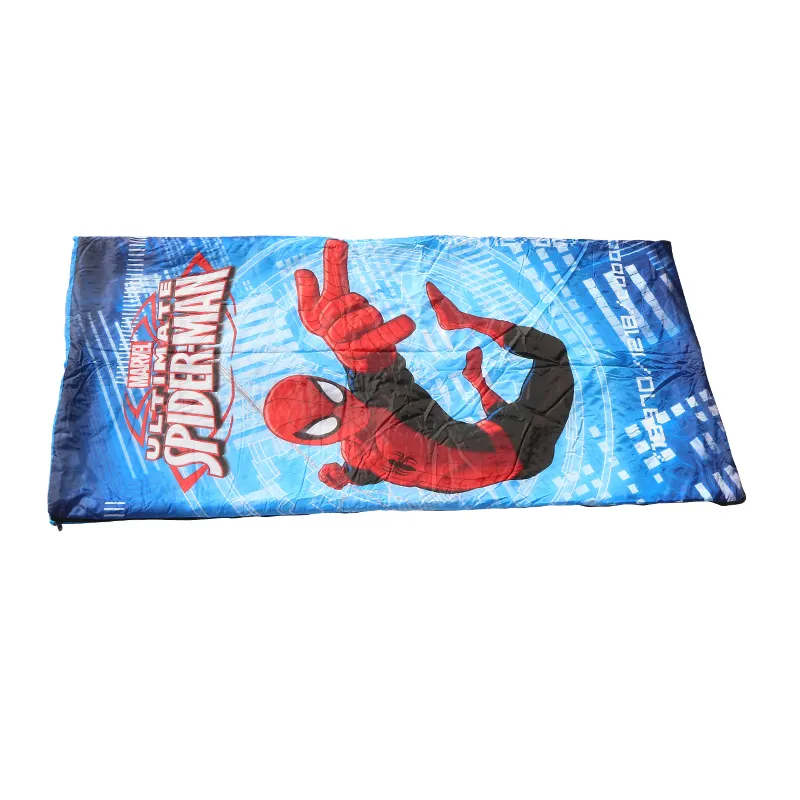 Hot Sale Polyester Spiderman Cartoon Printed Kids Sleeping Bag For Camping Travel Outdoor Hiking