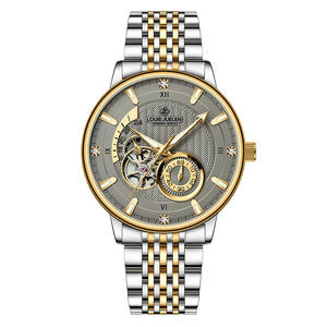 Montre mécanique automatique de luxe LOUIE JUELEN 9168 pour homme, en acier inoxydable, étanche, avec tourbillon squelette, montre de business - Product Image 1