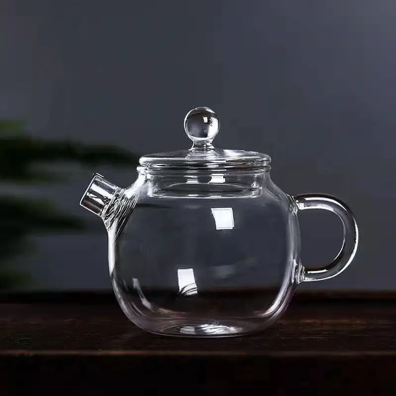 Хит продаж, креативный чайник с высоким содержанием боросиликатного стекла с крышкой, маленький чайник для кипения, 150 мл