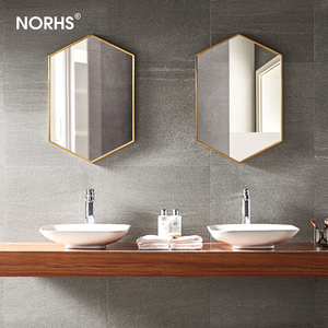 Barato de moda de estilo <span class=keywords><strong>occidental</strong></span> enmarcado hexagonal gran espejo de pared decorativo - Product Image 3