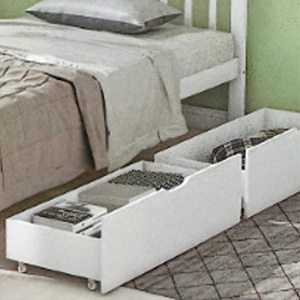 <span class=keywords><strong>Lit</strong></span> simple pour enfant en bois massif blanc moderne avec <span class=keywords><strong>tiroir</strong></span> pour garçons - Product Image 2