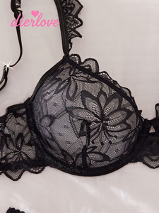 طقم ملابس داخلية نسائية مثيرة عالية الجودة من ديرلوف، مطرز بالزهور مع حمالة صدر من الدانتيل - Product Image 5