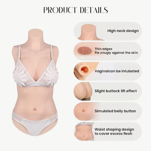Combinaison intégrale avec formes mammaires et vagin en silicone, combinaison triangulaire homme-femme pour transgenres - Product Image 5