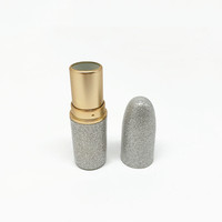 Tube de rouge à lèvres personnalisé en plastique doré et argenté en forme de balle de 3,8 g avec étiquettes privées