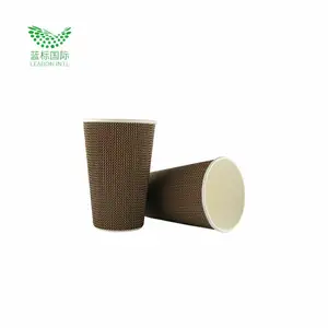 Trà cốc giấy nóng 12oz cầu vồng sơn đôi tường cup với nắp trượt và rơm vật liệu tái chế