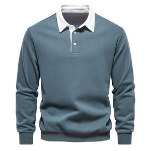 2025 nuevo otoño hombres de alta calidad Casual sudor manga larga para cuello de <span class=keywords><strong>Polo</strong></span> patrón sólido de punto tamaño europeo estilo que combina con todo - Product Image 2