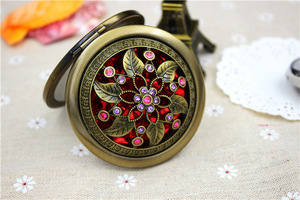 Bronze Color Flower Diamond Metal Portable Pocket Mirror Mini Two-sides Folding <b>Makeup</b> Mirror Vintage Butterfly Cosmetic Mirrors - Product Image 5