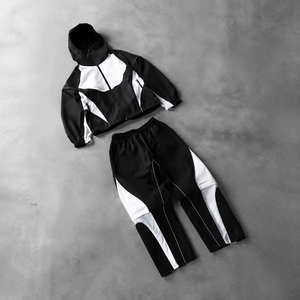 Clothing Manufacturer Custom Nylon Windbreaker <b>Retro</b> Y2K Sporty Full Zip Jacket And Joggers Pants Men's <b>Tracksuit</b> Set - Product Image 2