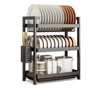 Égouttoir à vaisselle en métal pour cuisine, en acier inoxydable, pliable, double couche, pour ustensiles, tasses, assiettes et bols