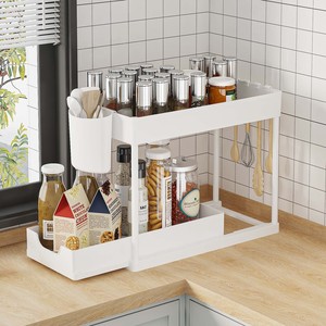 Estante de Almacenamiento Extraíble de 2 Niveles para Cocina, Organizador Elegante, Estantes Encajables para Organización Debajo del Fregadero - Product Image 5