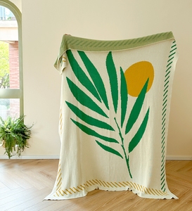 Nhà Máy Giá Vivid Thú Vị Màu Xanh Lá Cây Lá In Jacquard Dệt Kim Thoáng Khí Thân Thiện Với Môi Tất Cả Các Mùa Hiện Đại Trang Trí Nội Thất Ném - Product Image 2