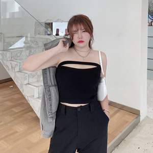 Haut sans bretelles pour femmes grandes tailles N8136, couleur unie, en fibre acrylique, fabriqué à Jiangsu, pour adultes - Product Image 2