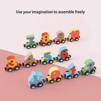 Juguete de Madera para Niños, Mini Tren Digital con Rieles, Juguetes Educativos Tempranos para el Aprendizaje y la Cognición para Niños y Niñas