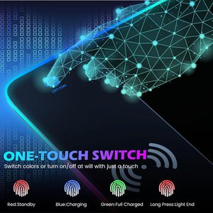 Grand tapis de souris LED blanc sans fil imprimé personnalisé tapis de bureau d'ordinateur pour cadeaux tissu Oem tapis de souris de jeu antidérapant - Product Image 4