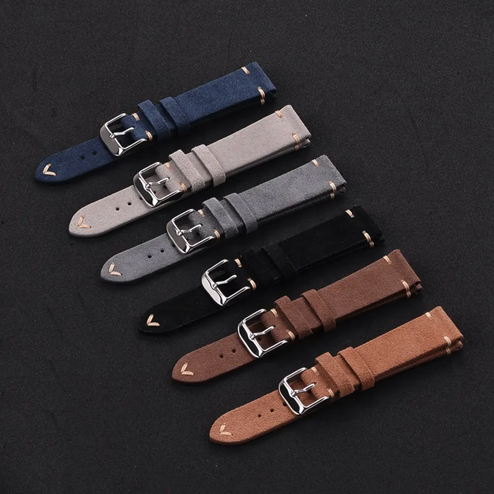 EACHE Grey Handmade Men Quick Release Watchband Wrist Band 18mm 20mm 22mm Suede Leather Watch Band Straps