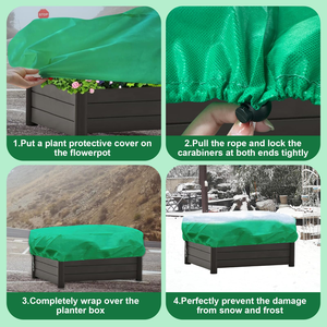 Housses de protection contre le gel pour plantes, lot de 2 housses rectangulaires pour bacs de jardin surélevés avec cordon de serrage, grandes couvertures anti-gel pour bacs de jardin - Product Image 6
