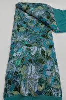 NI.AI Nouveau style Tissu en dentelle perlée colorée à sequins, Tissu en dentelle filet brodée à sequins
