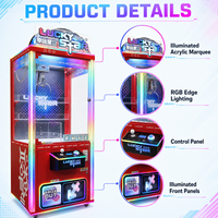 Mesin Cakar Mini Arcade Animasi Logam Penuh, Mesin Penjual Cakar Kustom dengan Penerima Koin & Pembaca Kartu