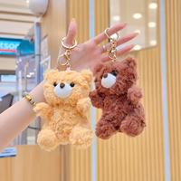 Mini porte-clés en peluche ours en fourrure 3D mignon, jouets en peluche Kawaii Anime en gros, breloque de sac à dos, pendentif de poupée