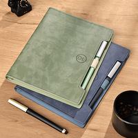 Ensemble cadeau carnet et stylo en PU gris avec emballage personnalisé pour les réunions de bureau et les commandes de cadeaux en gros