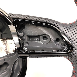 Volant en cuir perforé à fond plat avec surpiqûres rouges pour <span class=keywords><strong>Audi</strong></span> A3 A4L A5 Q3 Q5 Q7, type D, personnalisation du volant - Product Image 5