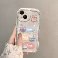 Coque de téléphone antichoc en TPU à motif vague mignon pour iPhone 13 14 15 16 17 18 Pro Max