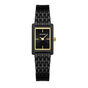 Montre tendance 2026 en acier inoxydable, bracelet à 7 maillons, boîtier rectangulaire noir 19 mm, montre à quartz pour femme, 5 ATM - Product Image 2