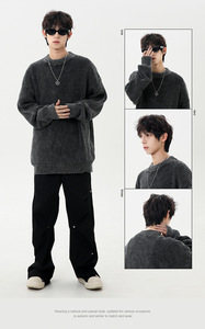 Mens 100% Cotton Anti-Wrinkle Thick <b>Sweater</b> <b>Vintage</b> Classic Style Relaxed Fit Oversized Cozy Warm Breathable Winter Neck Casual - Product Image 5