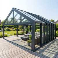 Puerta Corredera de Lujo para Terraza, de Aleación de Aluminio y Vidrio Low-E, Moderna y Ecológica, para Exteriores, Residencial, Villa, Jardín, Cuatro Estaciones
