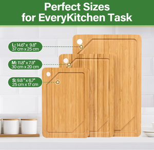 Papan pemotong sayur bambu, papan potong Bambu daging buah 3 potong murah kualitas tinggi - Product Image 5