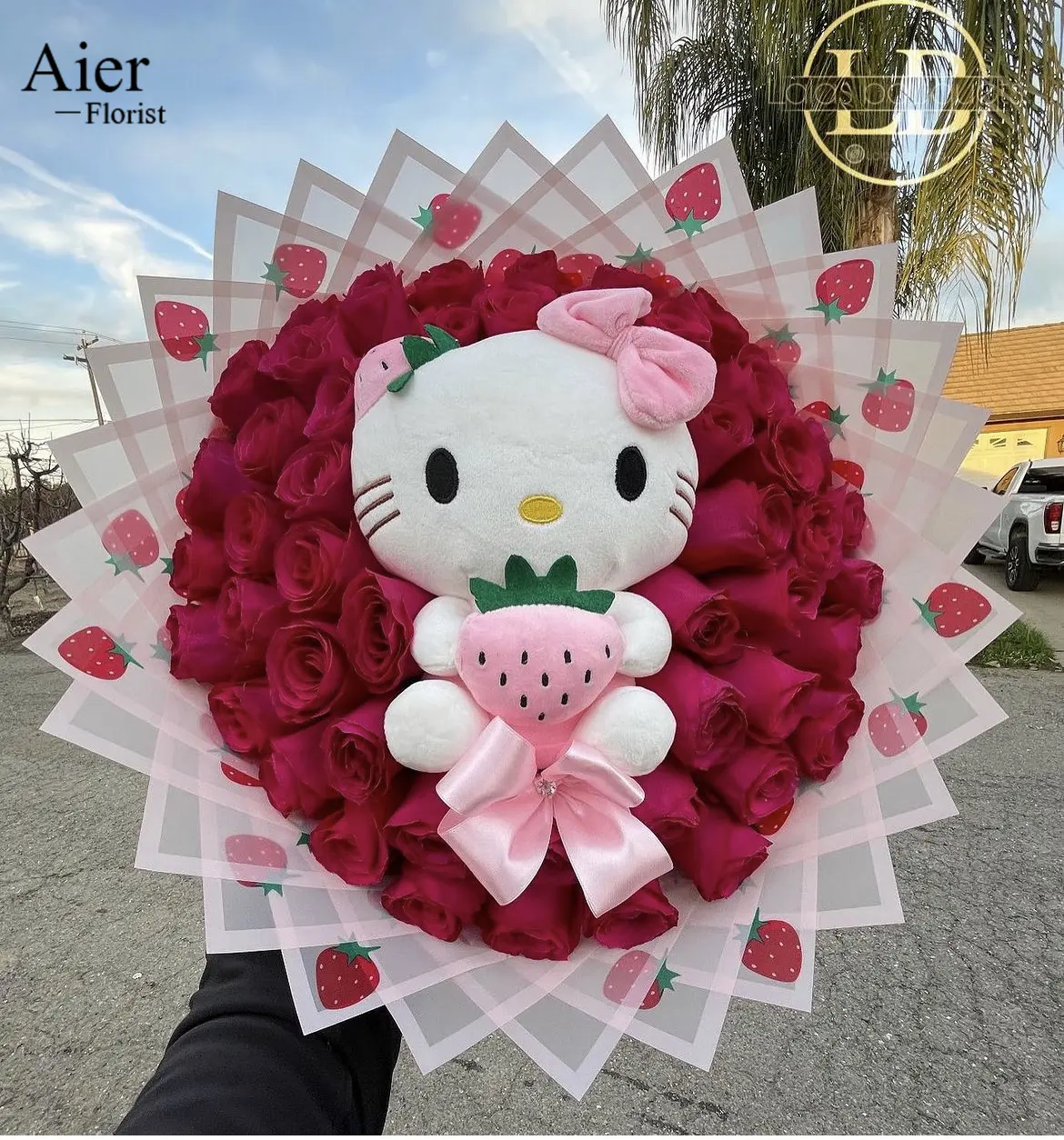 Aierflorist 2024 NEW58 * 58cmストロベリーデザインブランドラッピングフラワーフローラル包装紙花用