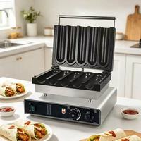 Máquina para Hacer Burritos de Calentamiento Rápido, Prensa Eléctrica Antiadherente de 5 Ranuras para Tortillas, para Restaurantes y Desayunos