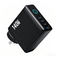 Pengisi Daya Cepat Multi Port GaN 140W Berkualitas Tinggi PD 3.1 QC3.0 Layar Pintar 3 Port Tipe-C + USB untuk Laptop dan Ponsel