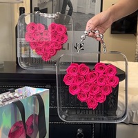 Rose éternelle romantique dans une boîte portable, cadeaux de la Saint-Valentin pour les filles, roses conservées en forme de cœur