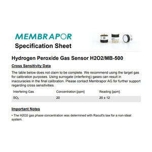 Capteur de gaz au peroxyde d'hydrogène Membrapor H2O2MB-500, détecteur électrochimique de gaz toxiques, conforme RoHS - Product Image 4